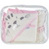 Osuška pro miminko LITTLE ANGEL Set osuška ručník žínka BAMBUS natur kočka