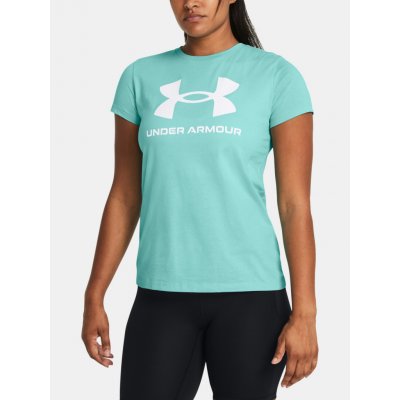 UNDER ARMOUR W SPORTSTYLE LOGO SS Radial Turquoise / White – Zboží Mobilmania