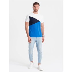 Ombre Clothing pánské bavlněné tričko v barvách trikolory modrá