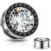 Piercing Šperky4U plug do ucha se zirkony PL01036-16B