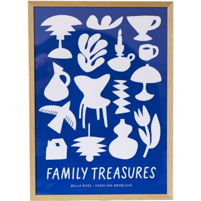 Bella Rose Plakát Family Treasures Beige / Blue 50 x 70 cm, modrá barva – Zboží Mobilmania