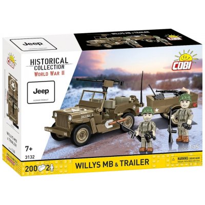 COBI 3132 World War II Americký ozbrojený terénní automobil Jeep Willys MB & Trailer – Hledejceny.cz