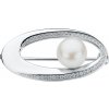 Brož Gaura Pearls stříbrná brož s bílou perlou Brigitte SK23489BR/W stříbrná Bílá