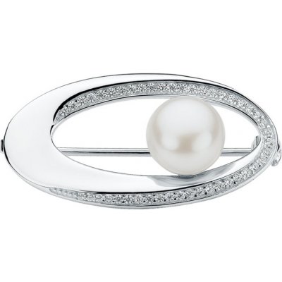 Gaura Pearls stříbrná brož s bílou perlou Brigitte SK23489BR/W stříbrná Bílá
