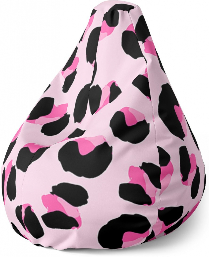 Sablio sedací vak Pear růžový gepard 140 x 100 x 25 cm