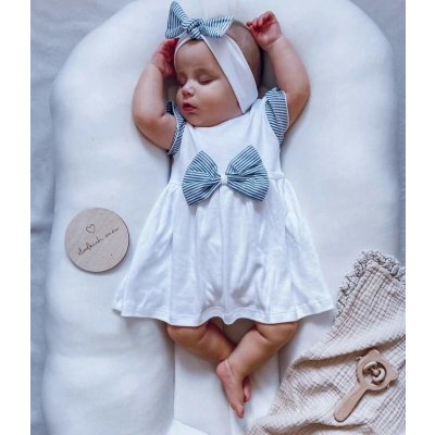 Body šaty s čelenkou, modrobílé proužky – Zboží Dáma