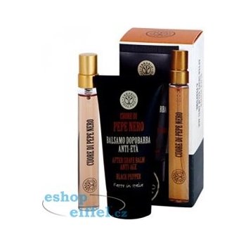 Erbario Toscano Černý pepř EDP 7,5 ml + anti-age balzám po holení 30 ml dárková sada