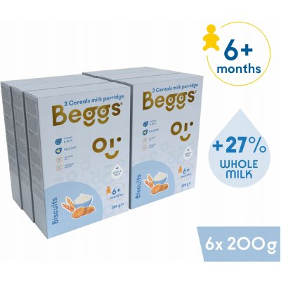 Beggs Mléčná 3zrnná kaše se sušenkami 6 x 200 g – Zboží Dáma