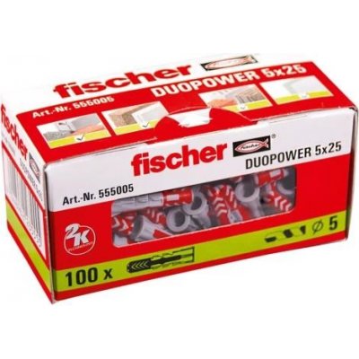 Fischer DUOPOWER 5x25 mm (balení 100 ks) - univerzální uzlovací hmoždinky – Zboží Mobilmania