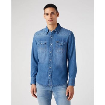 Wrangler Icons pánská džínová košile 27MW Western shirt W5MSLWH69 (112341913) Icon mid stone