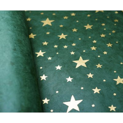 Nepálský ruční papír Lokta metal - hvězdy zelená Velikost: 23x32 cm
