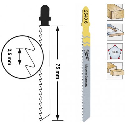 Milwaukee Pilové plátky do přímočaré pily na dřevo 75mm T101B – Sleviste.cz