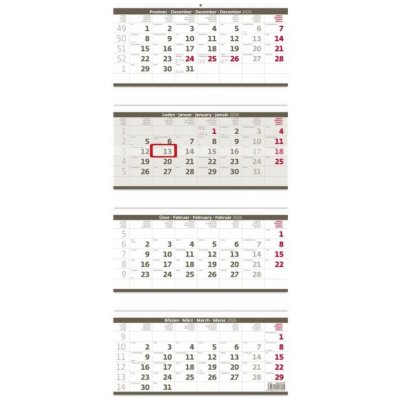 Nástěnný Čtyřměsíční skládaný šedý 2026 – Hledejceny.cz