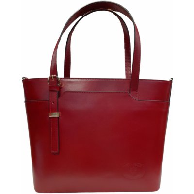 Vera Pelle luxusní dámská kabelka z pravé hladké kůže červená H14251 R cervená