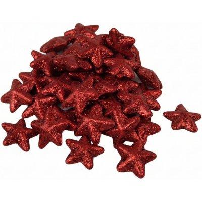 www.susenerostliny.cz hvězda glitter červená 3cm, v balení cca 48ks – Hledejceny.cz