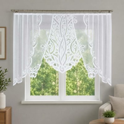 Dekorační oblouková krátká záclona na žabky POLA 130 bílá 250x130 cm MyBestHome – Hledejceny.cz