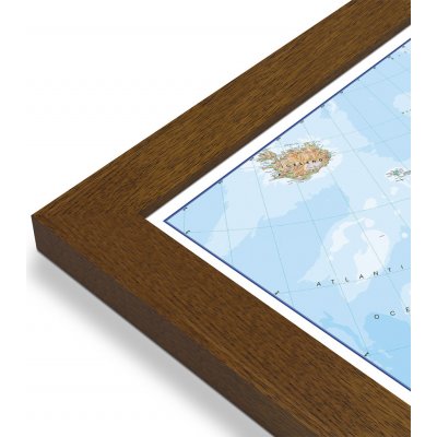 Maps International Evropa - nástěnná fyzická mapa 140 x 100 cm Varianta: mapa v dřevěném rámu, Provedení: Pegi tmavý ořech