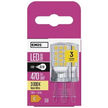 Emos lED žárovka Classic JC 4W G9 teplá bílá, 2 ks