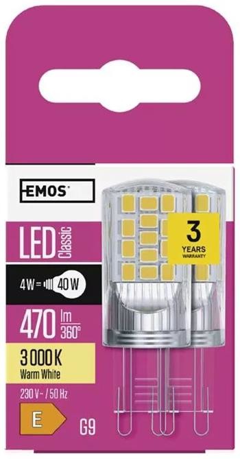 Emos lED žárovka Classic JC 4W G9 teplá bílá, 2 ks