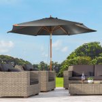 Haushalt International Dřevěný slunečník s UV 50+, 300 cm, šedý 483668 – Hledejceny.cz