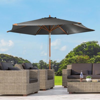 Haushalt International Dřevěný slunečník s UV 50+, 300 cm, šedý 483668 – Hledejceny.cz