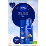 Nivea Feel Good sada tělové mléko Body Milk Firming Q10 250 ml + antiperspirant Protect & Care 150 ml + univerzální krém 30 ml – Sleviste.cz