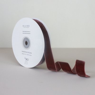 Bella Rose Sametová stuha 2 cm – Brown (10 m), hnědá barva, textil – Zboží Dáma