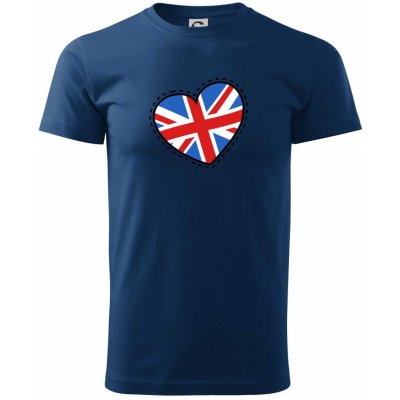 Británie srdce velké klasické pánské triko Půlnoční modrá