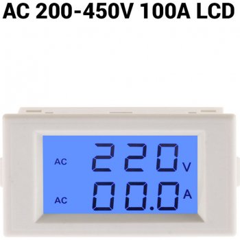 Neven D85-2042A AC 200-450V/100A 2v1 LCD digitální ampérmetr/voltmetr panelový