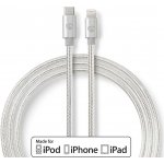 Nedis CCTB39650AL10 Lightning, Apple Lightning 8pinový, USB-C™ Zástrčka, 1m, stříbrný – Zboží Mobilmania