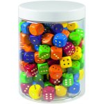 Detoa Hrací kostky barevné dřevo společenská hra 16mm 150 ks v plastové dóze 10x14cm – Zboží Živě