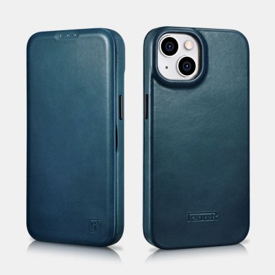 Pouzdro iCarer Oil Wax Curved Edge iPhone 14 Modré – Hledejceny.cz