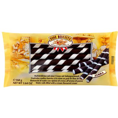 Pâttisserie Mathéo Biscuit Kakaové trubičky plněné smetanovým krémem - zebra 160 g – Zboží Mobilmania