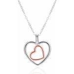 Agato Stříbrný bicolor náhrdelník dvojité srdce AGT-N045-2T – Zbozi.Blesk.cz