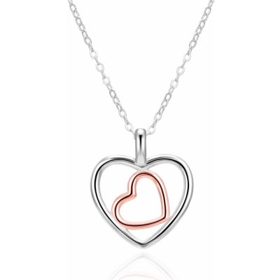 Agato Stříbrný bicolor náhrdelník dvojité srdce AGT-N045-2T – Zbozi.Blesk.cz