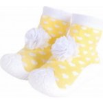 Yo ponožkoboty s gumovou stélkou OB137 žlutobílé se srdíčky a kytičkou – Zboží Dáma