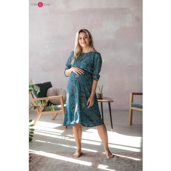 Těhotenské kojící šaty Lovely Midi Dress Turquoise
