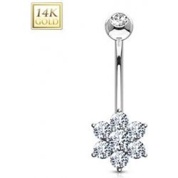 Šperky4U zlatý piercing do pupíku kytička ZL01067-WG