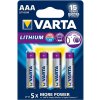 Baterie primární Varta Lithium AAA 4ks VARTA-6103/4B