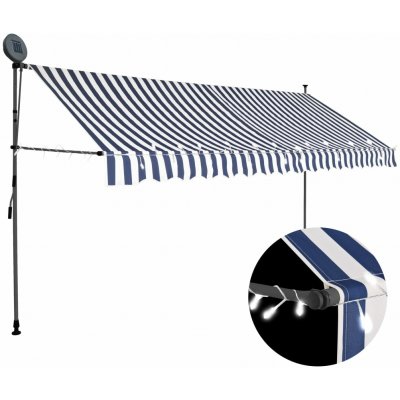 vidaXL Ručně zatahovací markýza s LED světlem 100 cm modrobílá - 11461.145846 – Zboží Mobilmania