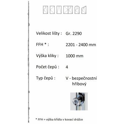 ROTO NX Lišta převodu konstantní Gr.2290 / 2201-2400 / 4 – Sleviste.cz
