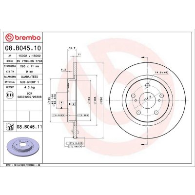 Brzdový kotouč BREMBO 08.B045.11 – Hledejceny.cz