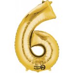 Amscan Balónek narozeniny číslo 6 zlatý 86 cm – Zboží Dáma