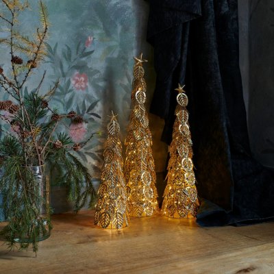 Sirius LED dekorativní stromek Kirstine zlatý výška 53,5 cm 60131