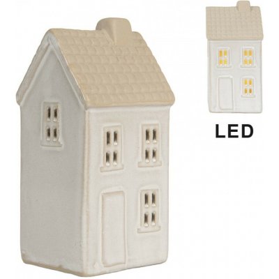Béžový keramický svítící LED domek - 6*5*11 cm - Clayre & Eef – Hledejceny.cz