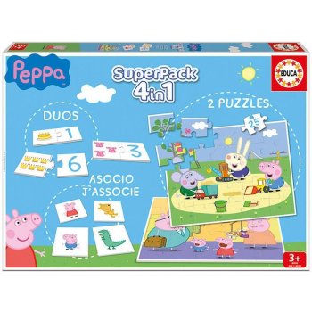 Educa domino a pexeso Peppa Pig Disney Superpack 4v1