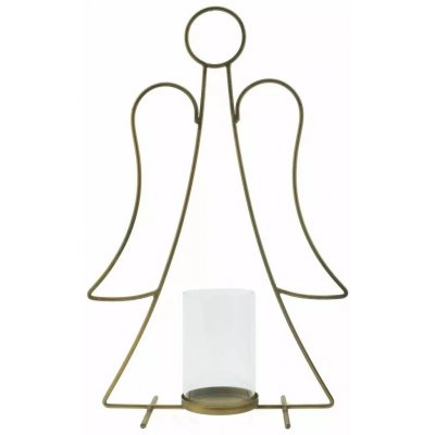 Home decor Kovový svícen anděl na čajovou svíčku zlatý 27x47x12 cm – Zboží Mobilmania