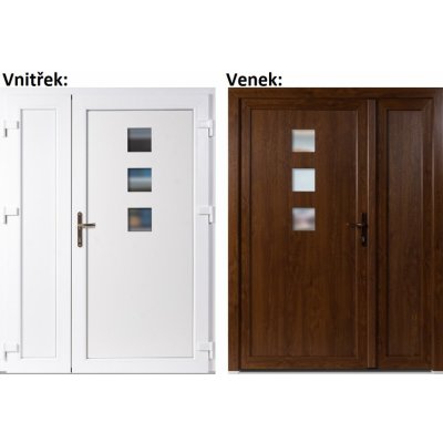 Soft Dvoukřídlé vchodové Ella+Panel Plný Zlatý dub/bílá pravé 150 x 200 cm – Hledejceny.cz