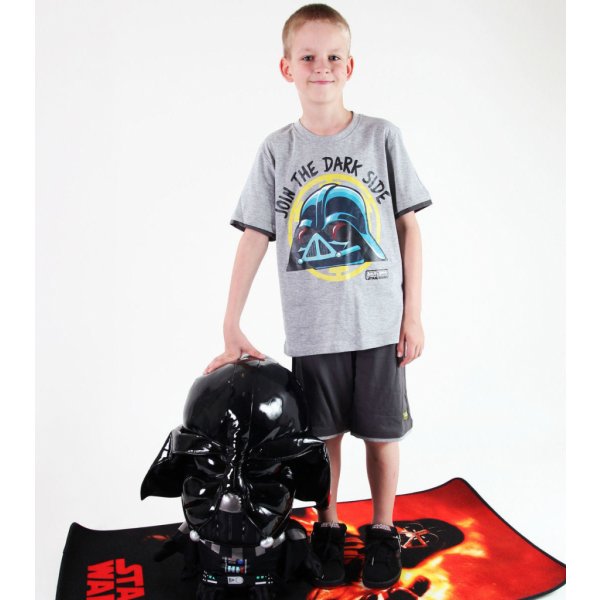 Dětská tepláková a sportovní souprava set chlapecký tričko kraťasy TV MANIA Angry Birds Star Wars Grey SWAB 338
