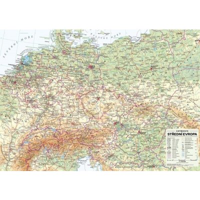 Střední Evropa - nástěnná obecně zeměpisná mapa 1 : 1 715 000 – Sleviste.cz
